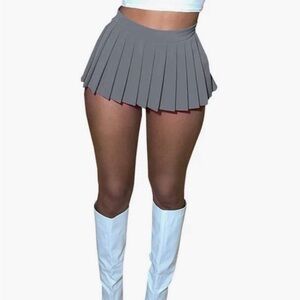 Pink & grey plaid skirt